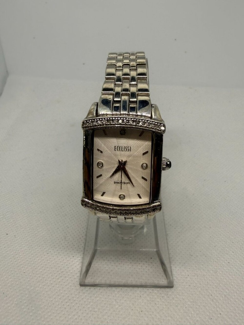 Ecclissi 33735 Women's 925 Sterling Silver Diamond Accent Heavy Quartz Watch